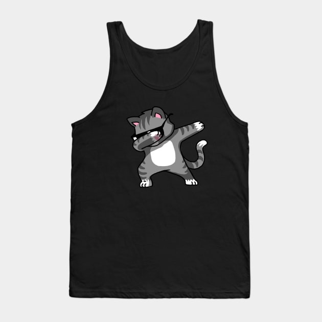 Dabbing Cat Funny Shirt Dab Hip Hop Dabbing Kitten Tank Top by vo_maria